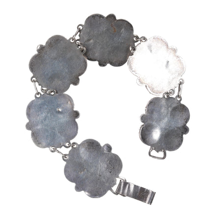 7" 1940's Mexican silver molded glass masks bracelet