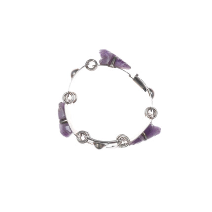 6.5" 1950's Carmen Beckmann Modernist sterling Frog carved amethyst bracelet