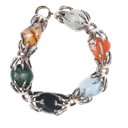 6 5/8" Vintage Los Castillo Sterling Multi-stone bracelet