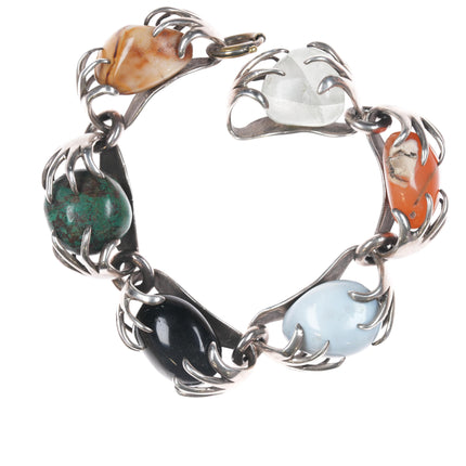 6 5/8" Vintage Los Castillo Sterling Multi-stone bracelet