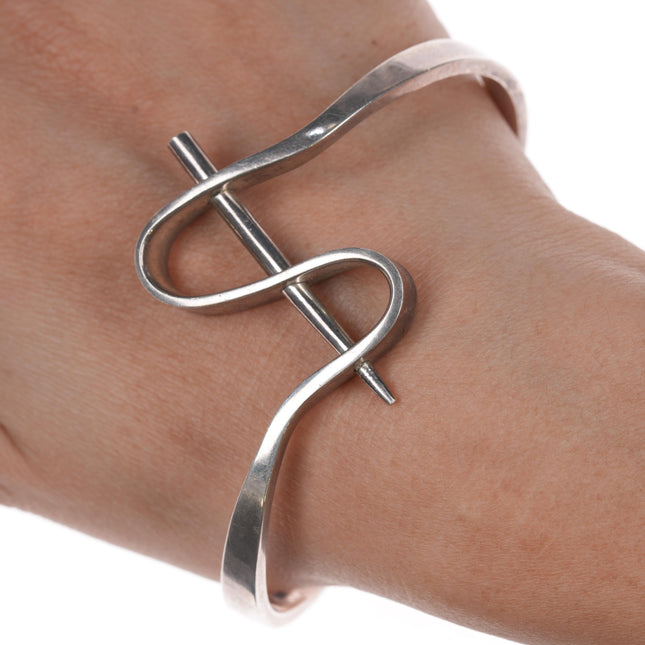 7.75" Sterling freeform squiggly cuff bracelet