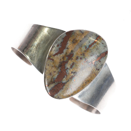 6 7/8" Retro Desert Rose Trading Sterling Jasper cuff bracelet