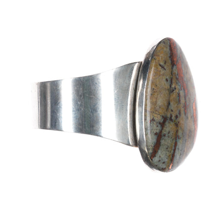 6 7/8" Retro Desert Rose Trading Sterling Jasper cuff bracelet