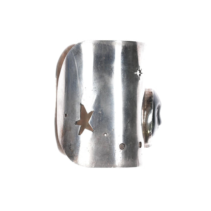 6" retro Artisan sterling moonface cuff bracelet