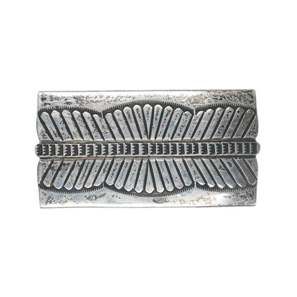 Vintage Navajo Heavy stamped silver belt buckle