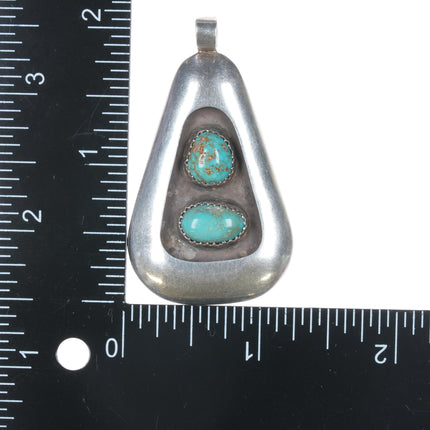 LGS Vintage Native American Modernist silver pendant with turquoise