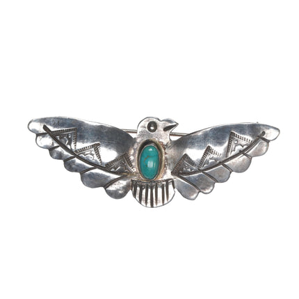 40's-50's Navajo silver thunderbird pin with turquoise