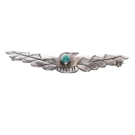 40's-50's Navajo silver thunderbird pin with turquoise