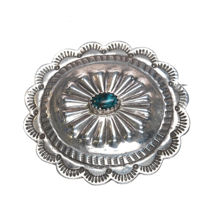 Vintage Marie Silver concho pin with turquoise