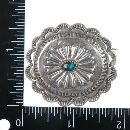 Vintage Marie Silver concho pin with turquoise