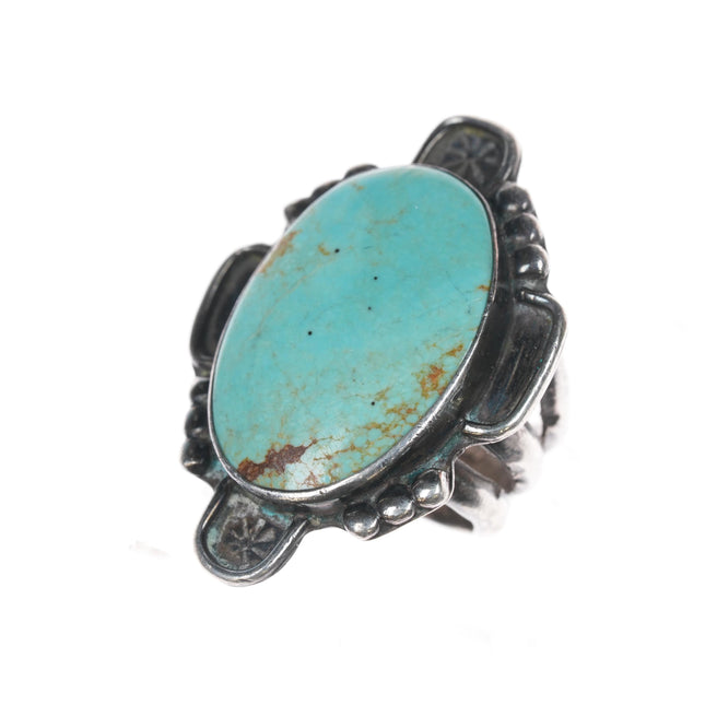 sz5.5 Vintage Native American silver ring with turquoise