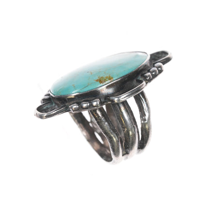 sz5.5 Vintage Native American silver ring with turquoise