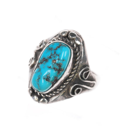 sz10 Vintage Native American silver ring with Kingman turquoise