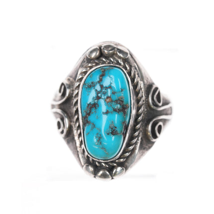 sz10 Vintage Native American silver ring with Kingman turquoise