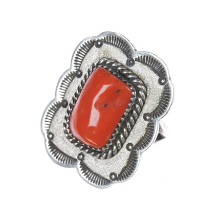 SZ6.5 Henry Sam Navajo sterling Mediterranean coral ring