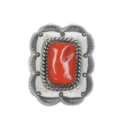 SZ6.5 Henry Sam Navajo sterling Mediterranean coral ring