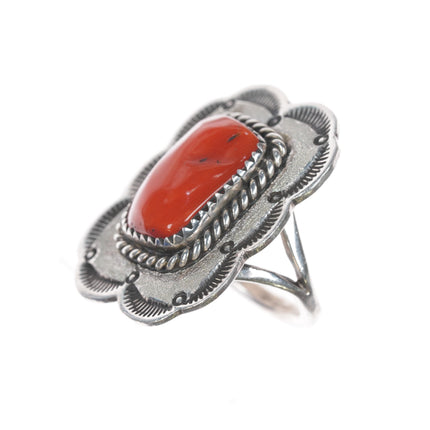 SZ6.5 Henry Sam Navajo sterling Mediterranean coral ring