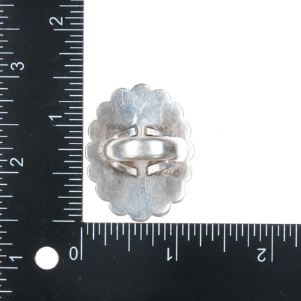 sz8.75 Ned Nez Navajo hand stamped silver concho ring