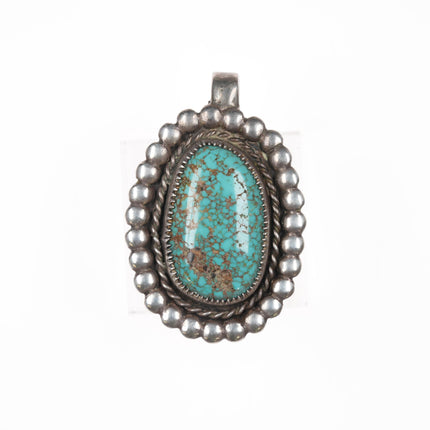 c1950's Native American silver spiderweb turquoise pendant