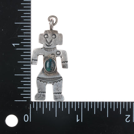 c1940's Navajo curio silver and turquoise kachina charm