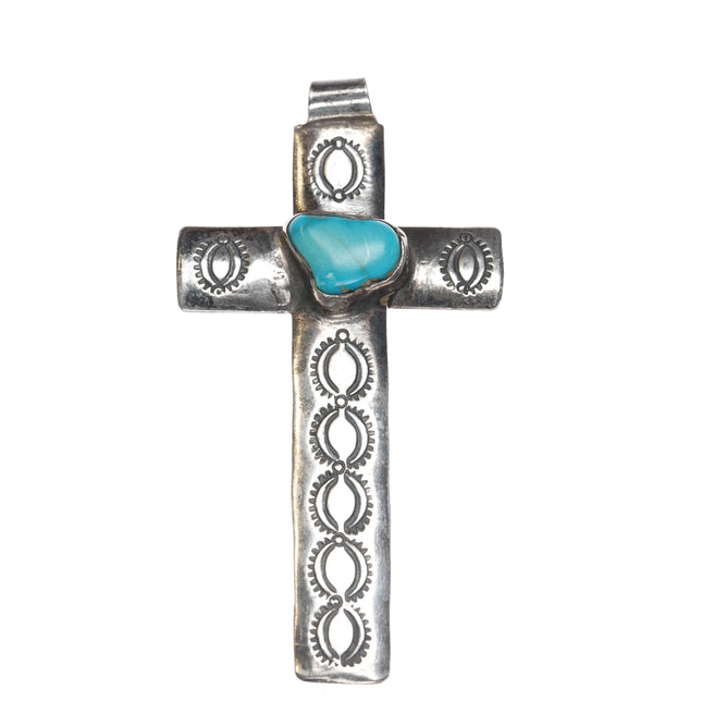 Vintage Navajo sterling and turquoise cross pendant