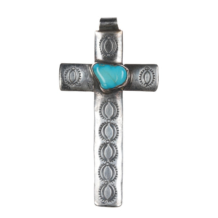 Vintage Navajo sterling and turquoise cross pendant