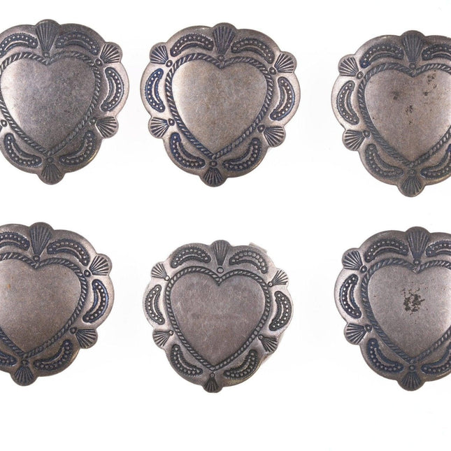 6 Vintage Southwestern Stamped Sterling  button covers