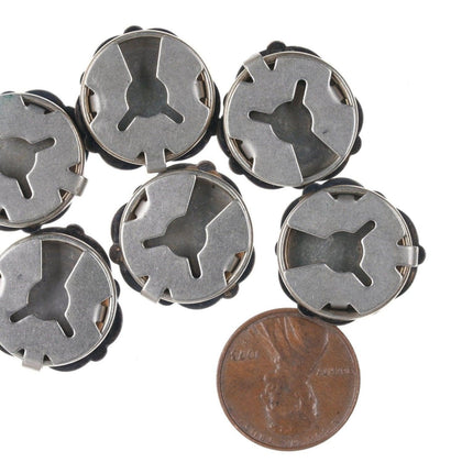 6 Vintage Navajo Stamped Sterling  button covers