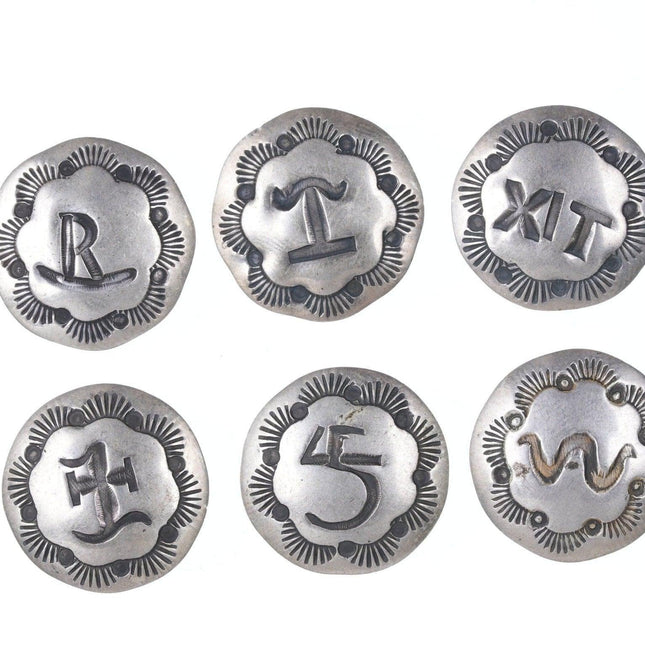 6 Vintage Navajo Stamped Sterling  button covers p