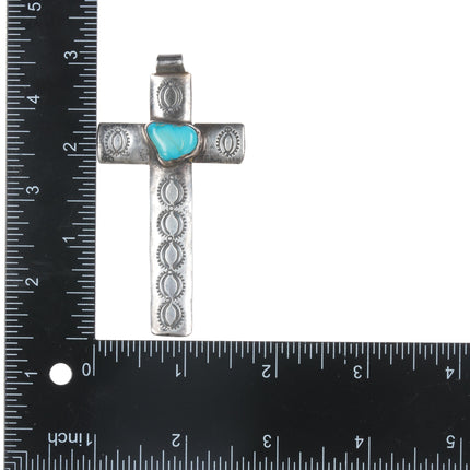 Vintage Navajo sterling and turquoise cross pendant