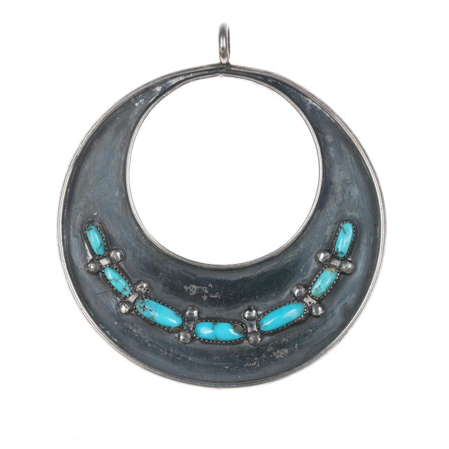 Vintage Southwestern Modernist sterling and turquoise pendant