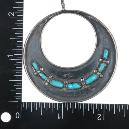 Vintage Southwestern Modernist sterling and turquoise pendant