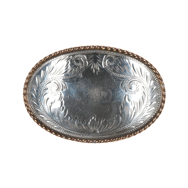 Vintage Comstock Sterling hand engraved cowboy belt buckle