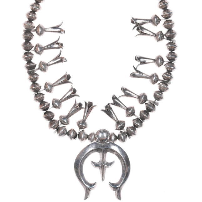 c1950's Vintage Native American Silver Squash blossom necklace