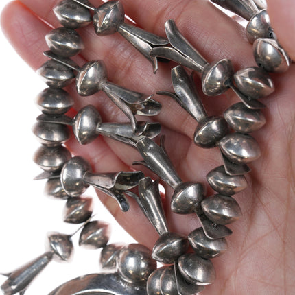 c1950's Vintage Native American Silver Squash blossom necklace