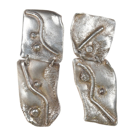 Large Retro Bara Sterling Freeform clip on earrings