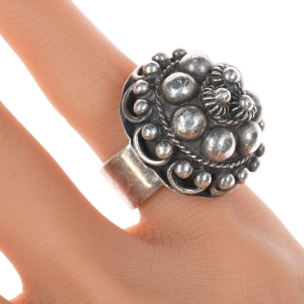 sz5.25 Carmen Beckmann modernist silver filigree ring