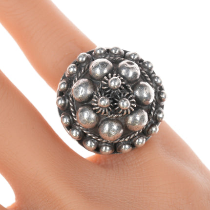 sz5.25 Carmen Beckmann modernist silver filigree ring