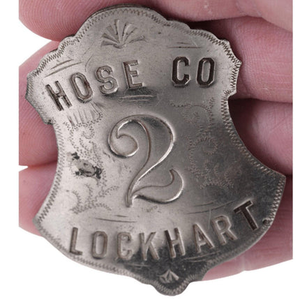 c1880's Lockhart Texas Fire Department Badge Hose Co 2