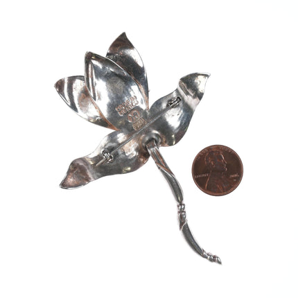 Hector Aguilar Taxco 940 silver 3d orchid pin