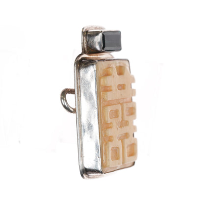 Tabra sterling gemstone, carved bone connector charm