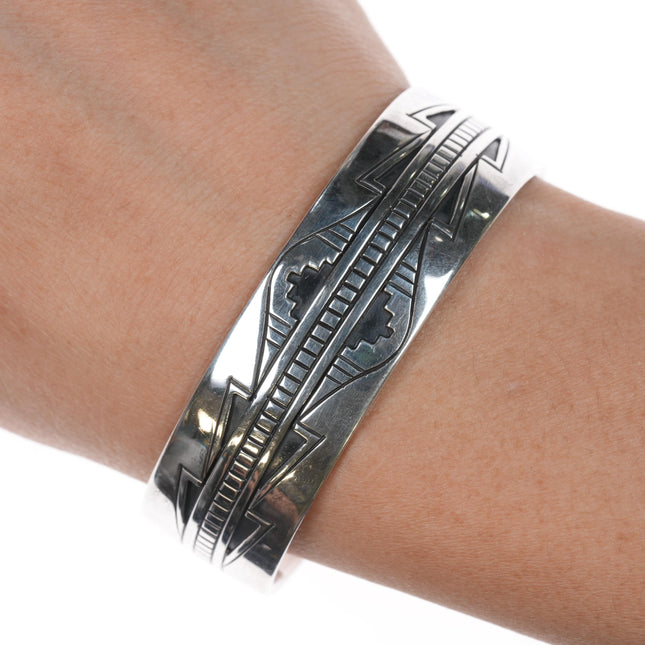 6 3/8 Charlie John Navajo sterling cuff bracelet