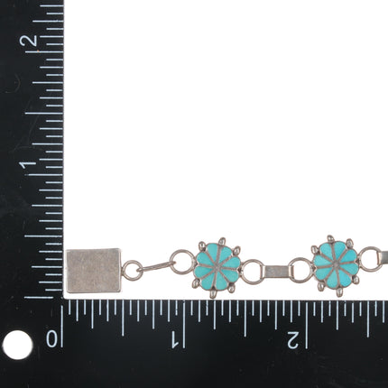 6.5" ECX Zuni sterling flush inlay turquoise link bracelet