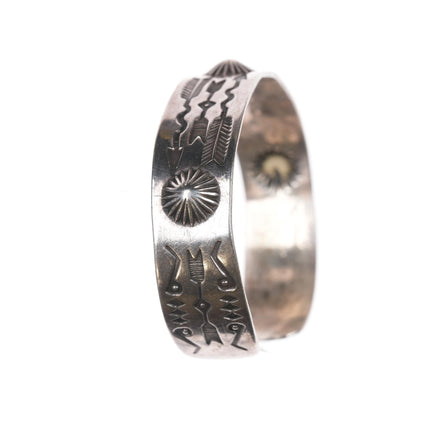 6.25" 30's-40's Navajo Curio stamped silver arrows cuff bracelet