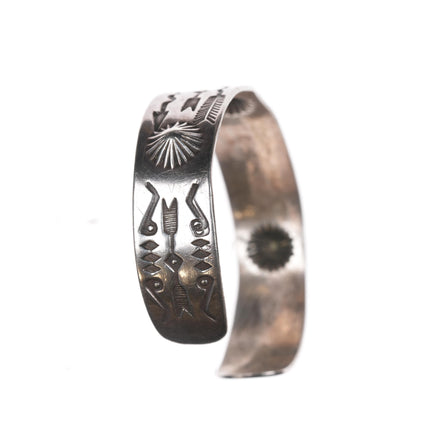 6.25" 30's-40's Navajo Curio stamped silver arrows cuff bracelet