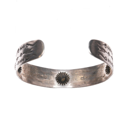 6.25" 30's-40's Navajo Curio stamped silver arrows cuff bracelet