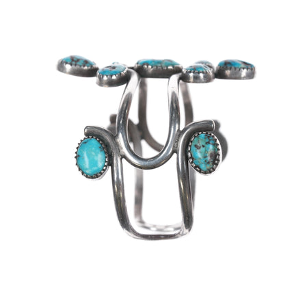 6.25" Vintage Native American silver wire cuff bracelet with turquoise