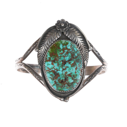 5.75" Vintage Native American silver and turquoise cuff bracelet