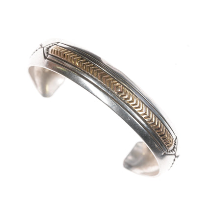 6.5" Alvin Monte Navajo sterling/14k cuff bracelet