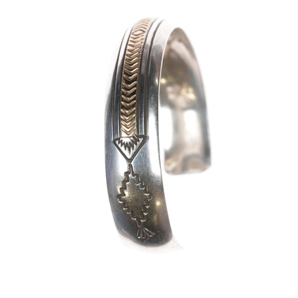 6.5" Alvin Monte Navajo sterling/14k cuff bracelet